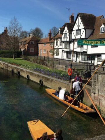 Punting on the River Stour in Canterbury.