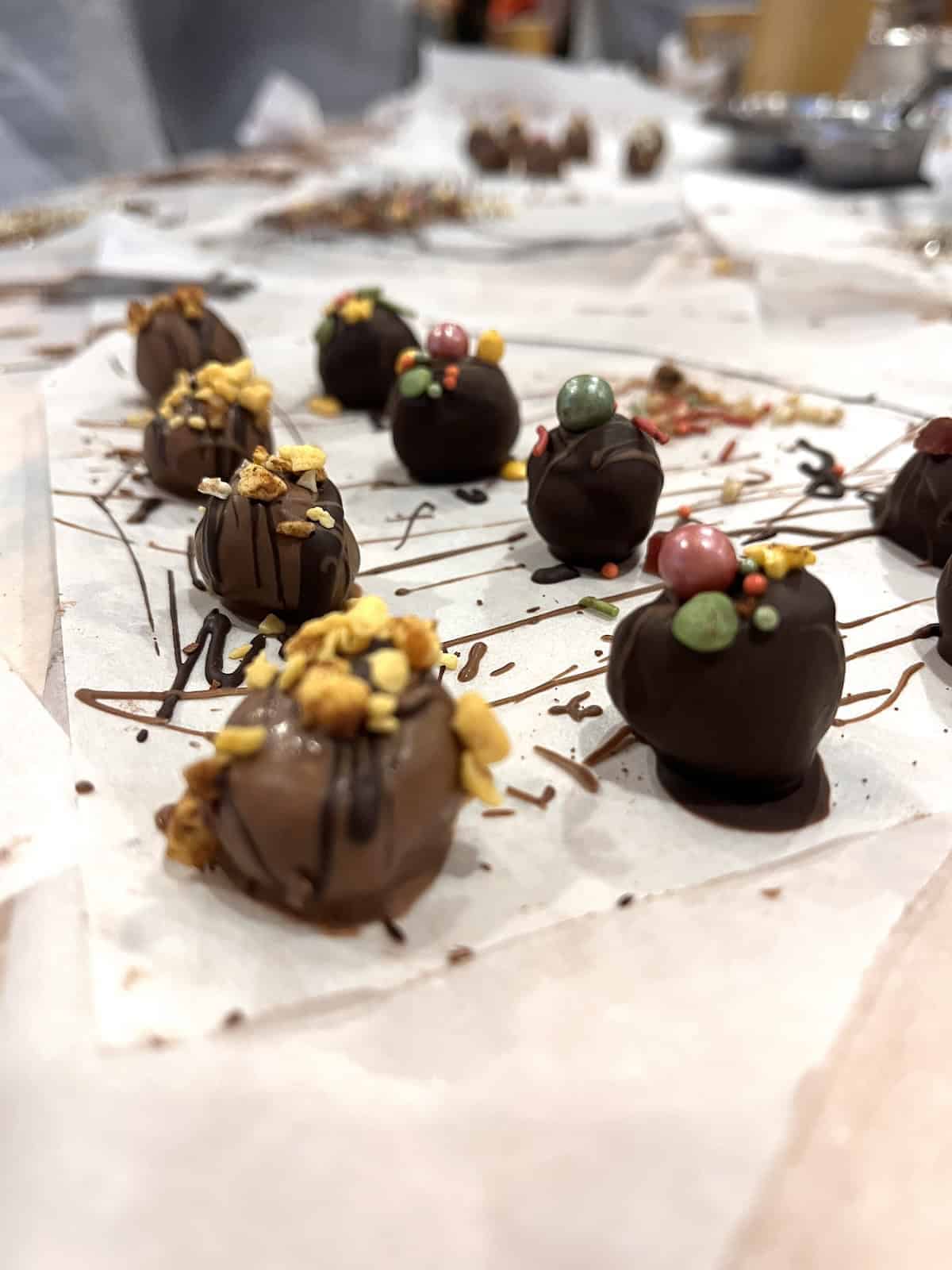 Homemade chocolate in a class in Shoreditch.