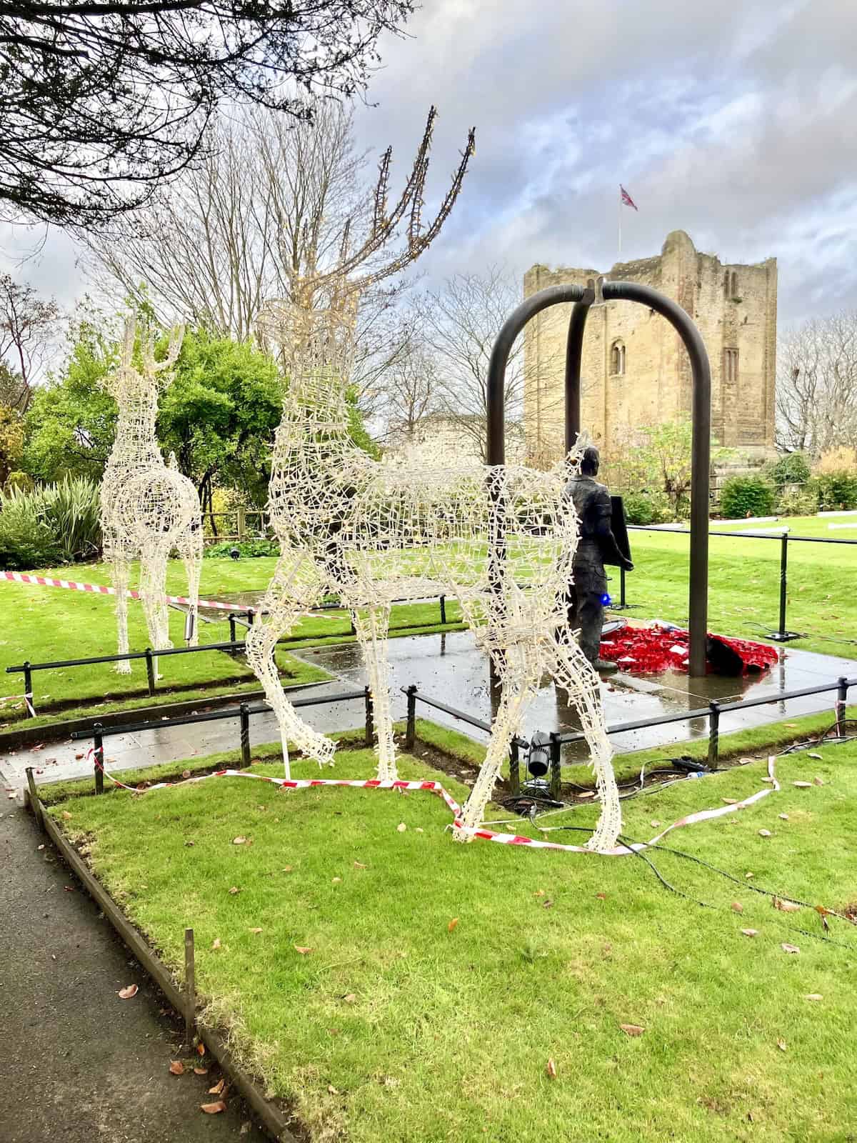 Christmas lights on Guildford castle grounds.