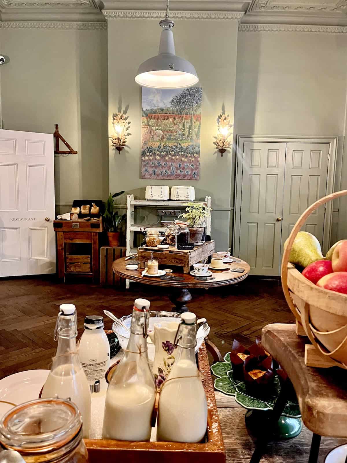 The breakfast table at The Pig restaurant.