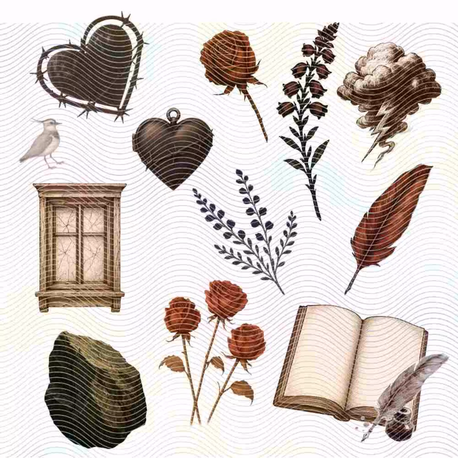 Wuthering Heights digital planner stickers.