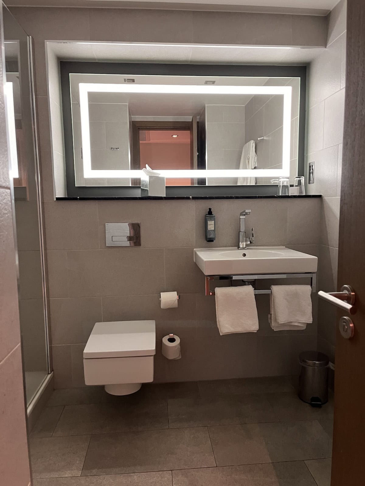 The bathroom at Clayton Hotel Chiswick.