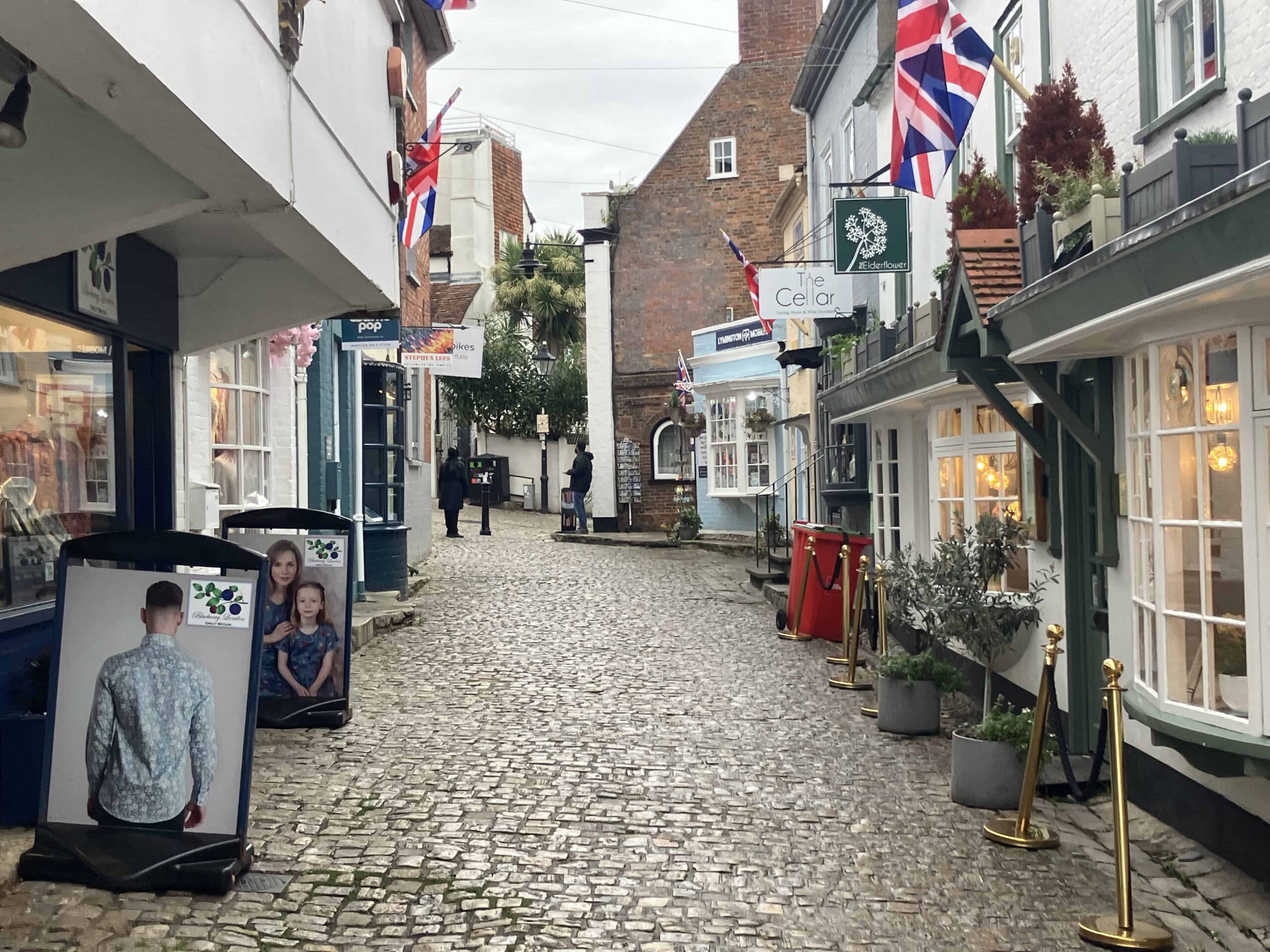 The street where Elderflower restaurant is located in Lymington New forest.