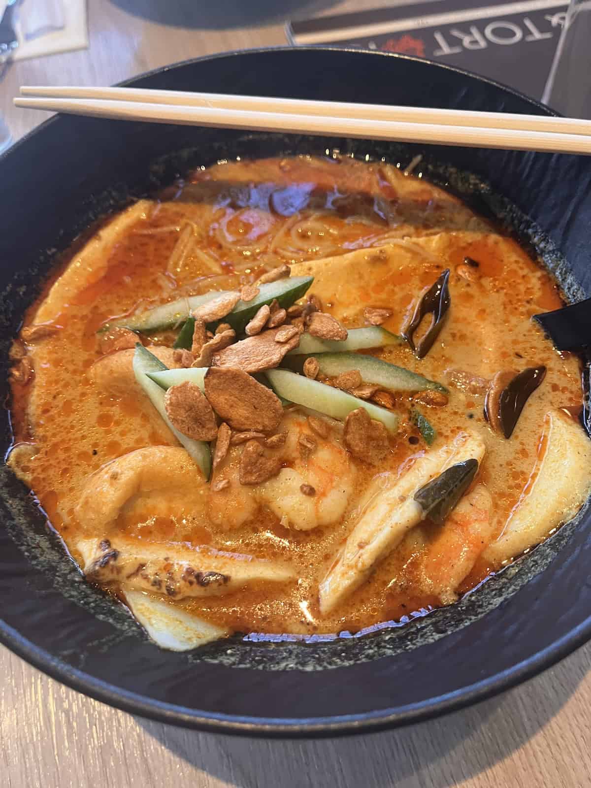 Curry laksa at Hare and Tortoise in Chiswick.